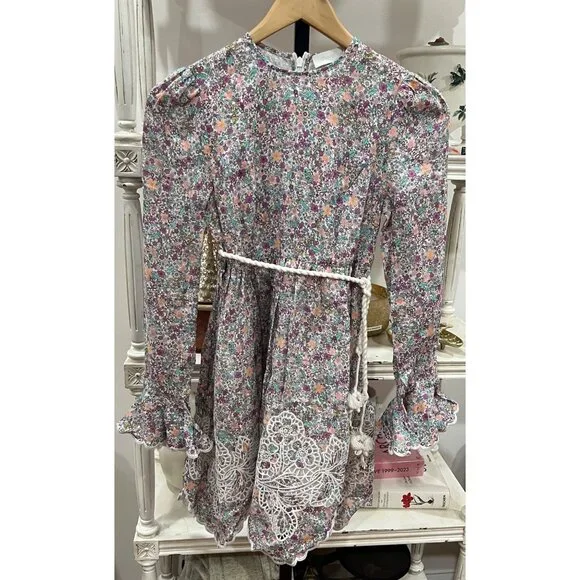 Zimmermann $798 Carnaby Floral-Print Broderie Linen Mini DressSize 0 Petite